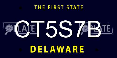 CT5S7B Delaware License Plate