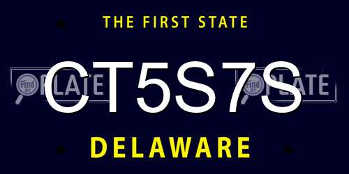 CT5S7S Delaware License Plate