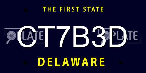 CT7B3D Delaware License Plate