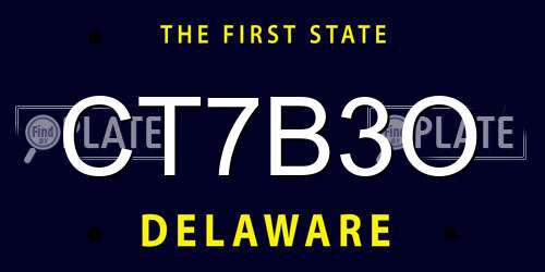 CT7B3O Delaware License Plate