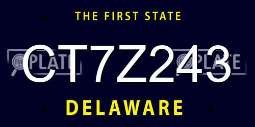 CT7Z243 Delaware License Plate