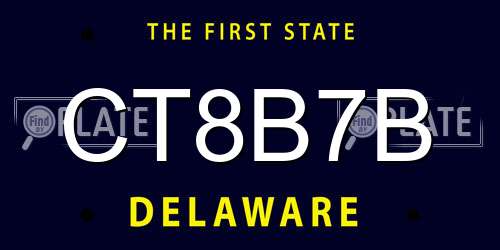 CT8B7B Delaware License Plate