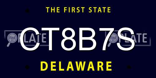 CT8B7S Delaware License Plate