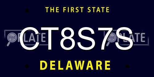 CT8S7S Delaware License Plate