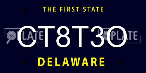 CT8T3O Delaware License Plate