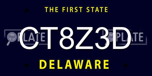 CT8Z3D Delaware License Plate