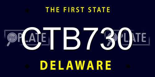CTB730 Delaware License Plate