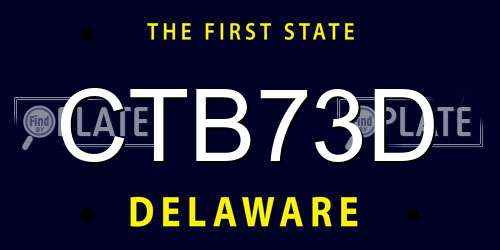 CTB73D Delaware License Plate