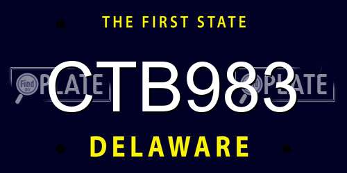 CTB983 Delaware License Plate