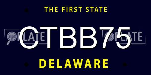 CTBB75 Delaware License Plate