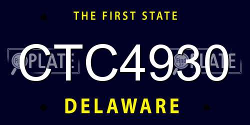 CTC4930 Delaware License Plate