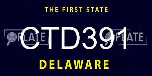CTD391 Delaware License Plate