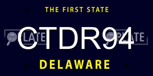 CTDR94 Delaware License Plate