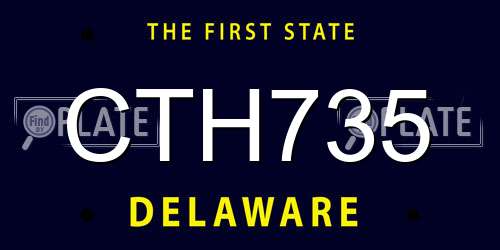 CTH735 Delaware License Plate