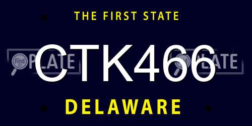 CTK466 Delaware License Plate