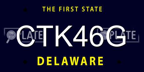 CTK46G Delaware License Plate