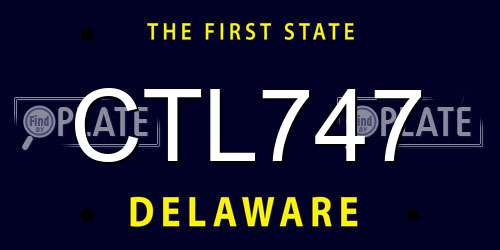 CTL747 Delaware License Plate