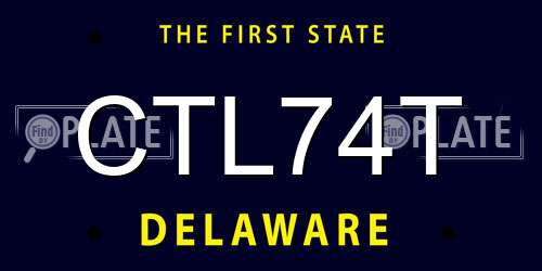 CTL74T Delaware License Plate