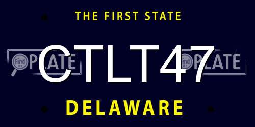 CTLT47 Delaware License Plate