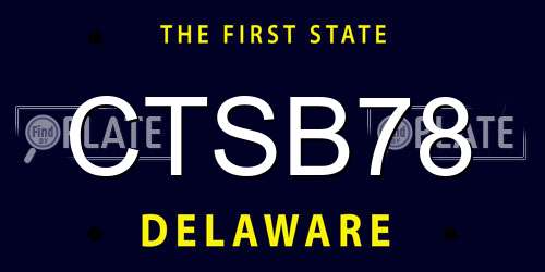 CTSB78 Delaware License Plate