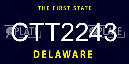 CTT2243 Delaware License Plate