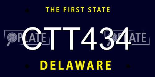 CTT434 Delaware License Plate