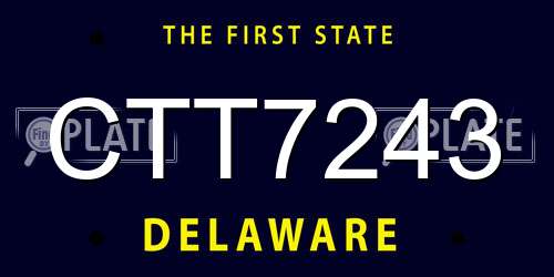 CTT7243 Delaware License Plate
