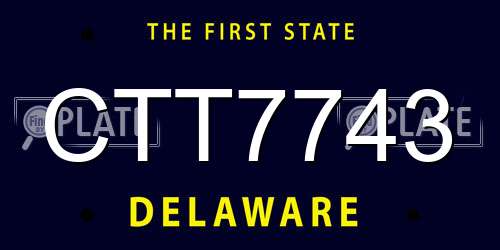 CTT7743 Delaware License Plate