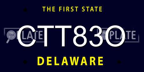 CTT83O Delaware License Plate