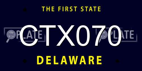 CTX070 Delaware License Plate