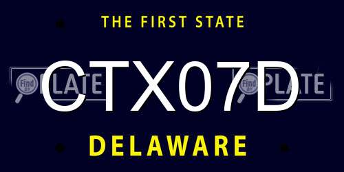 CTX07D Delaware License Plate