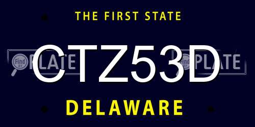 CTZ53D Delaware License Plate