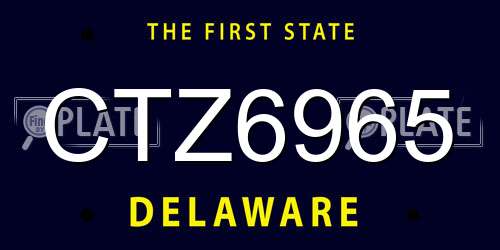 CTZ6965 Delaware License Plate