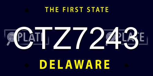 CTZ7243 Delaware License Plate