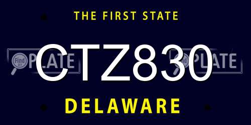 CTZ830 Delaware License Plate