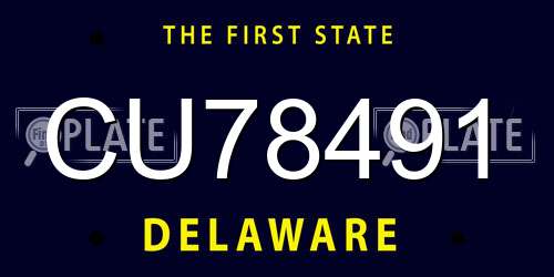 CU78491 Delaware License Plate