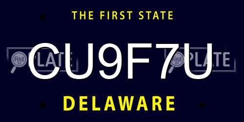 CU9F7U Delaware License Plate
