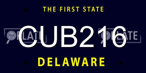 CUB216 Delaware License Plate