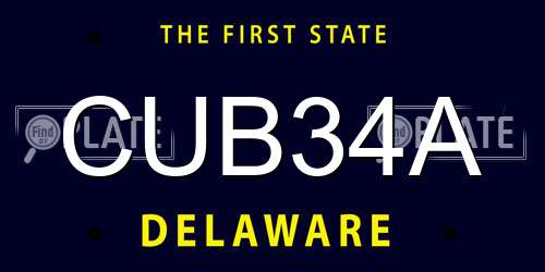 CUB34A Delaware License Plate
