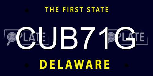 CUB71G Delaware License Plate