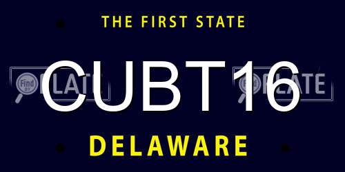 CUBT16 Delaware License Plate