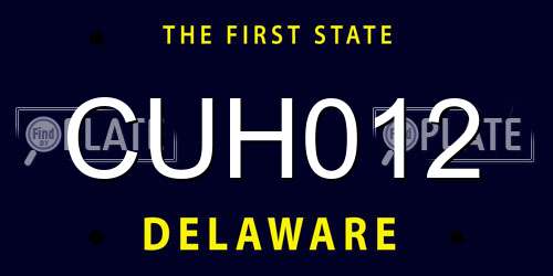 CUH012 Delaware License Plate