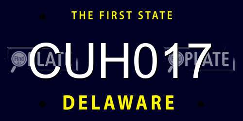CUH017 Delaware License Plate