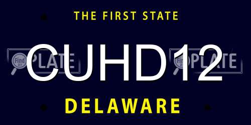 CUHD12 Delaware License Plate