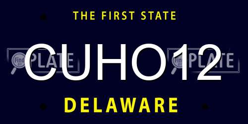 CUHO12 Delaware License Plate