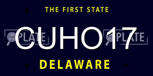 CUHO17 Delaware License Plate