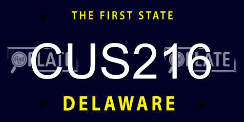 CUS216 Delaware License Plate