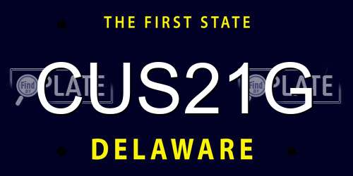 CUS21G Delaware License Plate