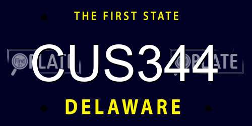 CUS344 Delaware License Plate