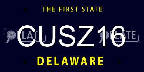 CUSZ16 Delaware License Plate